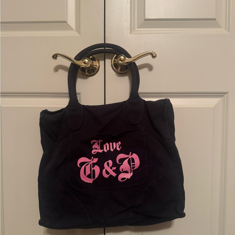 Vintage Juicy Couture Black Tote with Pink Crown - Picture 4 of 5
